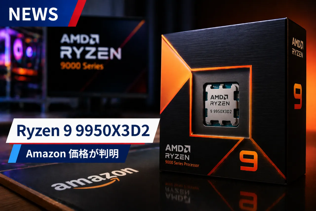 Ryzen 9 9950X3D2がAmazonに登場——AMDが推奨価格899ドルを公式確認