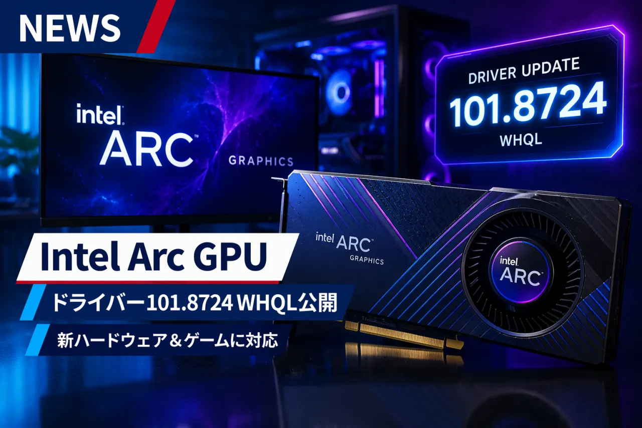 Intel Arc GPUドライバー101.8724 WHQL公開、新ハードウェアとゲームに対応