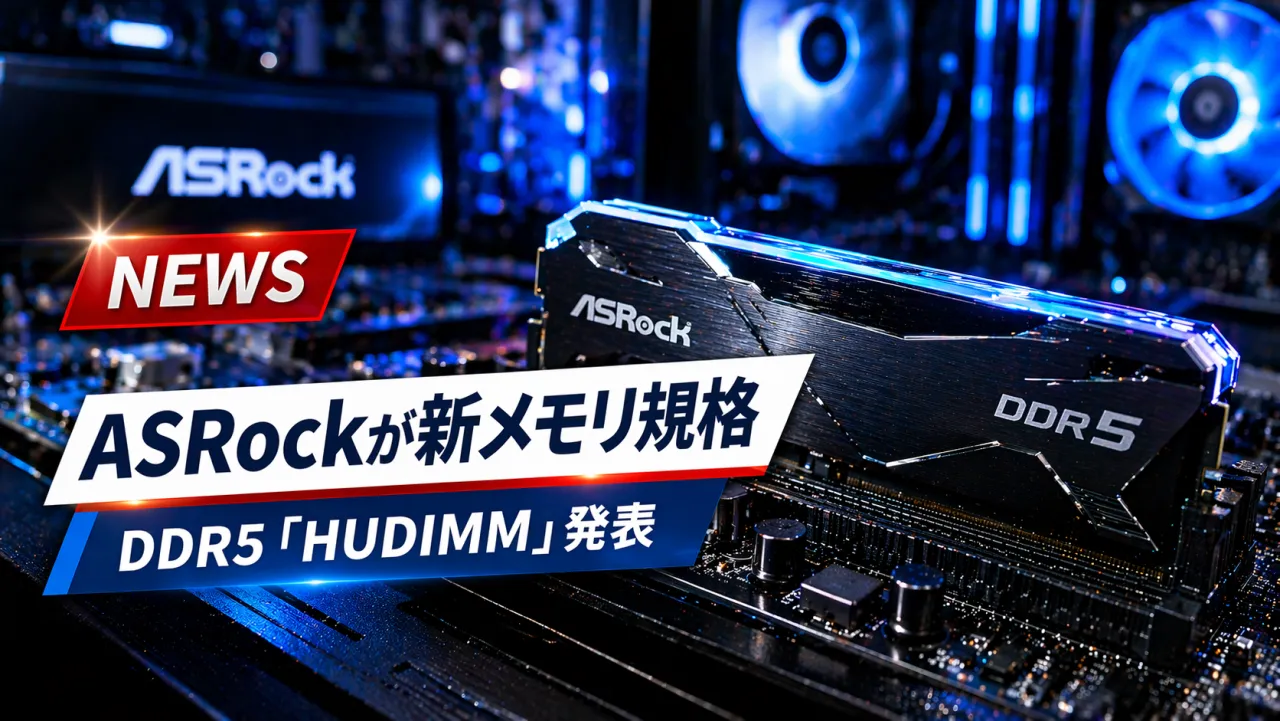 ASRockが新メモリ規格「HUDIMM」を開発——DDR5のサブチャンネルを半分に削減してコスト削減